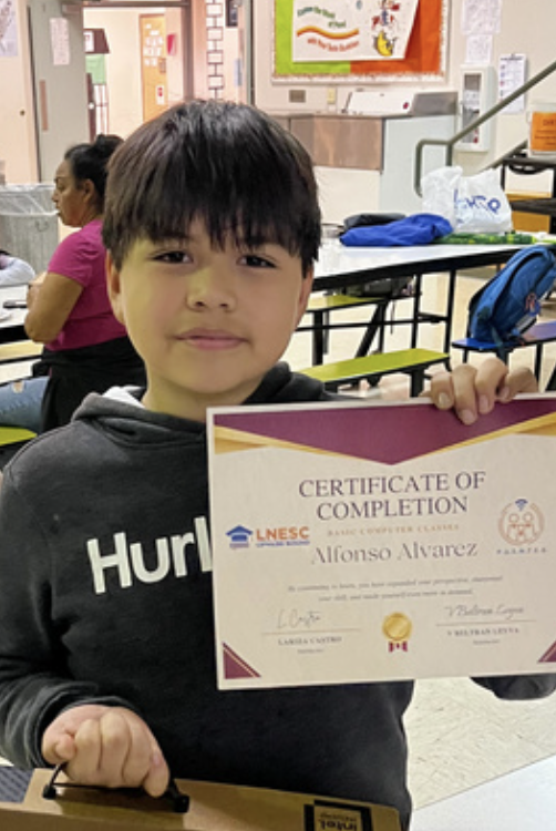 Child with certificate