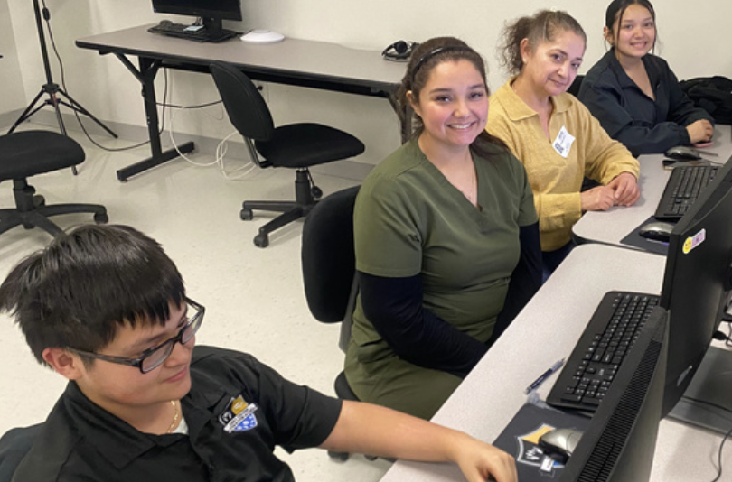 Students at computers